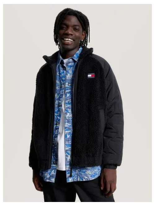 TOMMY JEANS MIX MEDIA SHERPA JACKET - ΜΠΟΥΦΑΝ στο kalimeratzis.com 
