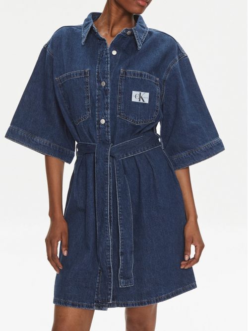 CALVIN KLEIN JEANS BOXY BELTED SHIRT DRESS - ΦΟΡΕΜΑΤΑ-ΦΟΥΣΤΕΣ στο kalimeratzis.com 