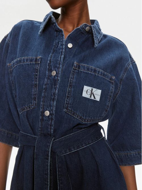CALVIN KLEIN JEANS BOXY BELTED SHIRT DRESS - ΦΟΡΕΜΑΤΑ-ΦΟΥΣΤΕΣ στο kalimeratzis.com 