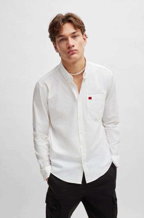 HUGO BUTTON-DOWN SLIM-FIT SHIRT IN OXFORD COTTON EVITO - ΠΟΥΚΑΜΙΣΑ στο kalimeratzis.com 